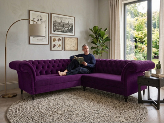 Chesterfield Ecksofa Eckcouch Designer Sofa Couch Samt Liederdivan
