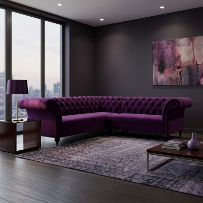 Chesterfield Ecksofa Eckcouch Designer Sofa Couch Samt Liederdivan