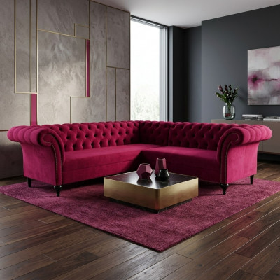 Modern Chesterfield Ecksofa Eckcanapé Designer Sofa Couch Samt Ledersofa