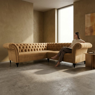 Chesterfield Ecksofa Eckcouch Modern Designer Sofa Couch Samt Ledersofa