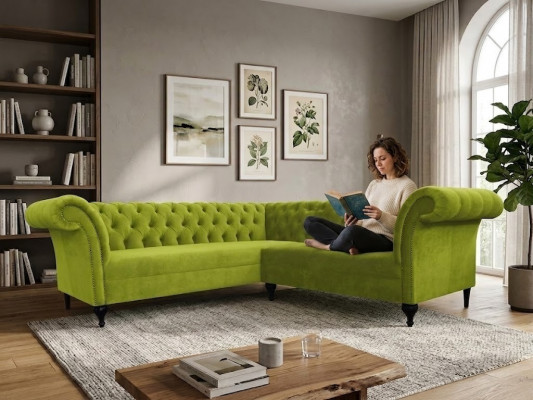 Chesterfield Eckcanapé Eckcouch Designer Canapé Canapé aus Samt Ledercanapé SLIII Canapé №96