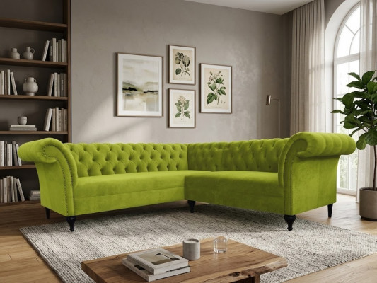 Chesterfield Eckcanapé Eckcouch Designer Canapé Canapé aus Samt Ledercanapé SLIII Canapé №96