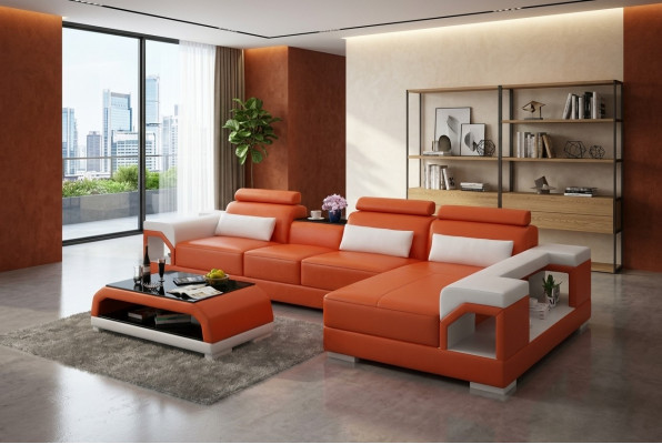 Ledersofa Canapé Wunngréng Ecksofa Eck Garnitur Design Modern Sofa G8010C