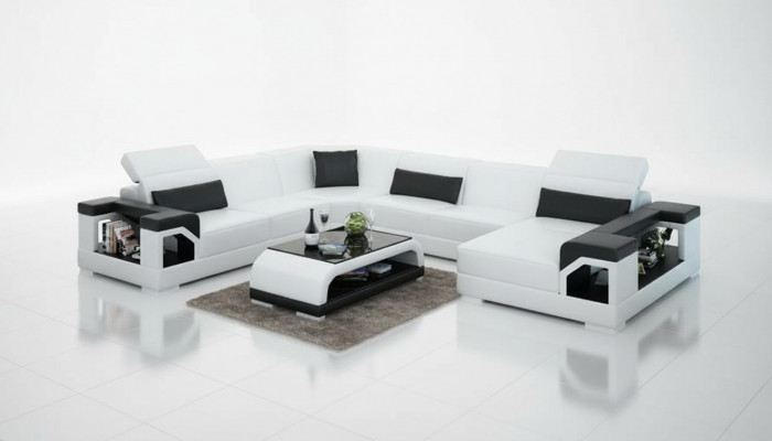 Lieder-Sofa Couch Wunnlandschaft Ecksofa Eck Garnitur Design Modern Sofa G8014 Nei