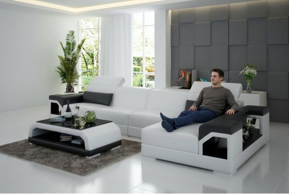 Ledercouch Modern Couch Wunnlandschaft Dekor Eck Eckcouch Design Garnitur