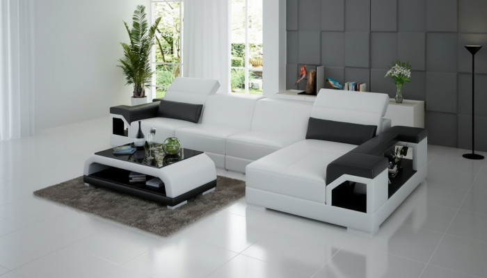Ledercouch Modern Couch Wunnlandschaft Dekor Eck Eckcouch Design Garnitur