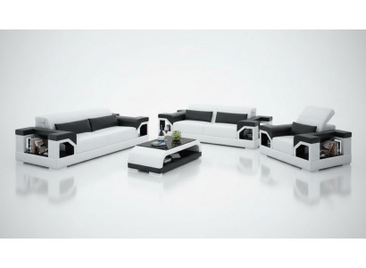 Ledercouch Canapé Sofagarnitur Set 3+2+1 Sëtzer Garnitur Design Modern Canapé