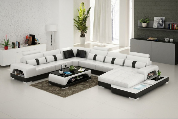 Ledercouch Couch Wunnlandschaft Eck Eckssofa Sofa Modernen Design Garnitur