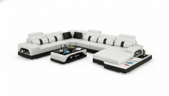 Ledercouch Couch Wunnlandschaft Eck Eckssofa Sofa Modernen Design Garnitur