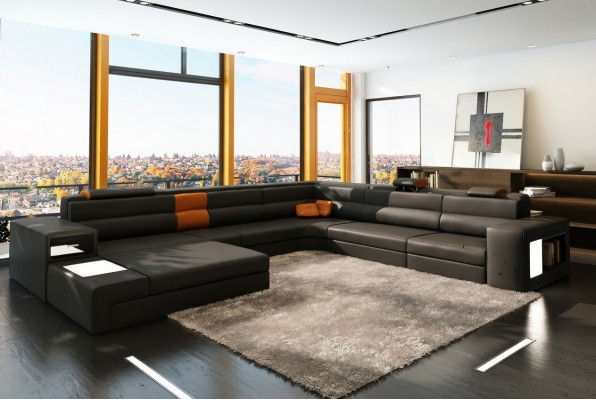 Eckcouch Canapé Sofa Polsterset Design Textil Lieder Wunnlandschaft