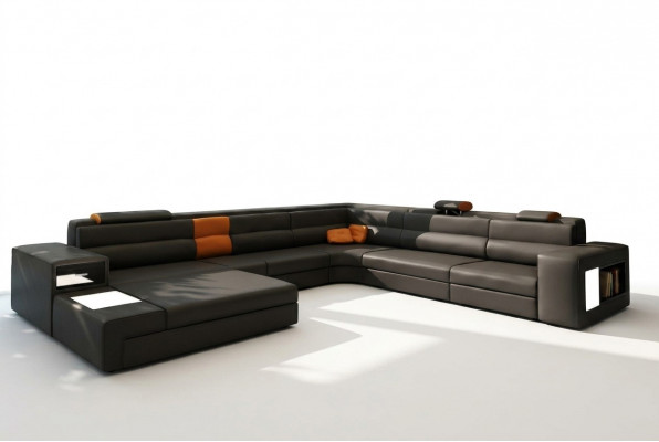 Eckcouch Canapé Sofa Polsterset Design Textil Lieder Wunnlandschaft