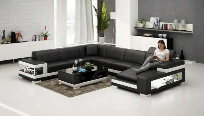 Liederdivan Canapé Wunnlandschaft Eckcanapé Eck-Garnitur Design Modern Divan G8017
