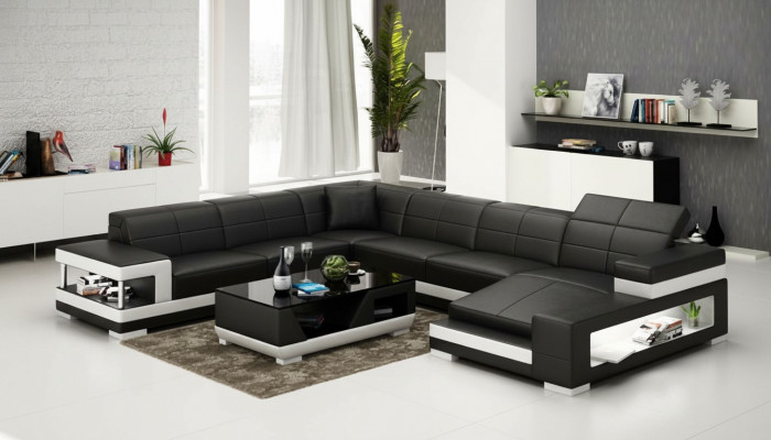 Liederdivan Canapé Wunnlandschaft Eckcanapé Eck-Garnitur Design Modern Divan G8017
