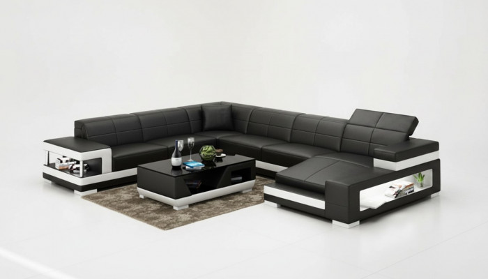 Liederdivan Canapé Wunnlandschaft Eckcanapé Eck-Garnitur Design Modern Divan G8017