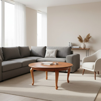 Dësch Iessdësch Holzdësch XXL Konferenzdësch Ronn Deko S19 RADIUS 150+50 CM