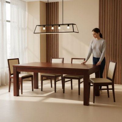 Dësch Iessdësch Holz-Dësch XXL Konferenzdësch 90x90cm Auszéierbar 90x290cm