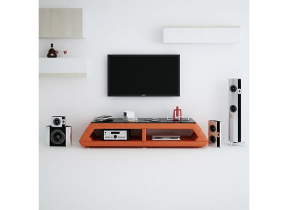 RTV TV Säitenschaf Leder Glas Dësch Fernsee Schaf Dësch Lowboard Mo.B