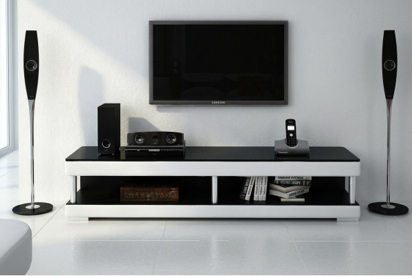 RTV TV Säitbord Léier Glas Dësch Televisioun Schaf Dësch Lowboard Mo.C