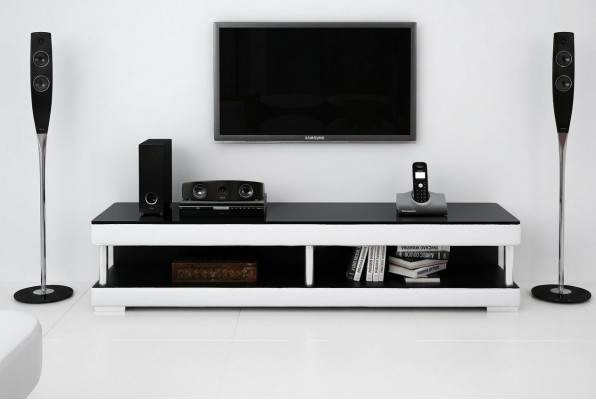 RTV TV Säitbord Léier Glas Dësch Televisioun Schaf Dësch Lowboard Mo.C