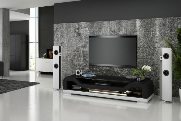 RTV TV Säitendësch Lieder Glas Dësch Fernseh Schaf Sideboard Mo.F.