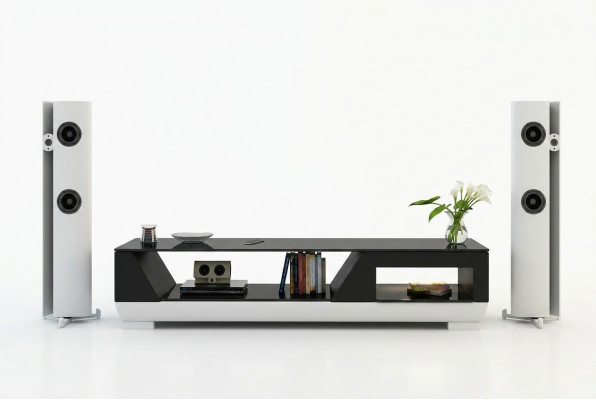 RTV TV Sideboard Lieder Glas Dësch Fernseh Schaf Dësch Lowboard Mo.I