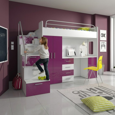Duebelstéckbett Etagebett Duebelbett Jugendbett Better mat Schrauf Dësch RAJ4