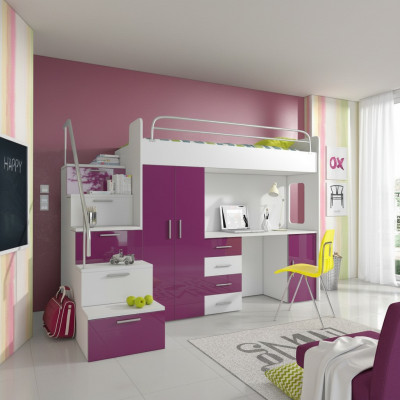 Duebelstéckbett Etagebett Duebelbett Jugendbett Better mat Schrauf Dësch RAJ4