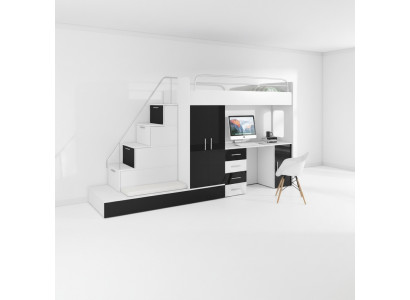 Jugendzëmmer Bett Kannerschlofbett Etagenbett Schreifttësch Kleederschaf RAJ 5S