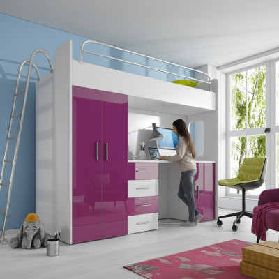DUEBELSTOCKBETT STOCKBETT ETAGENBETT MAT SCHREIWUTSCH+KLEEDERSCHAF-RAJ 4D LILA