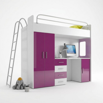 DUEBELSTOCKBETT STOCKBETT ETAGENBETT MAT SCHREIWUTSCH+KLEEDERSCHAF-RAJ 4D LILA