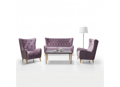 Canapé-Set 2,50+1+1+Coffeesdësch Sofa Chesterfield Komplettes Set Garnitur Canapé