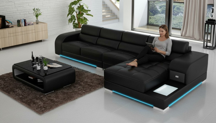 Ledercouch Sofa Canapé Wunnlandschaft Eck Modern Eckcouch Design Garnitur