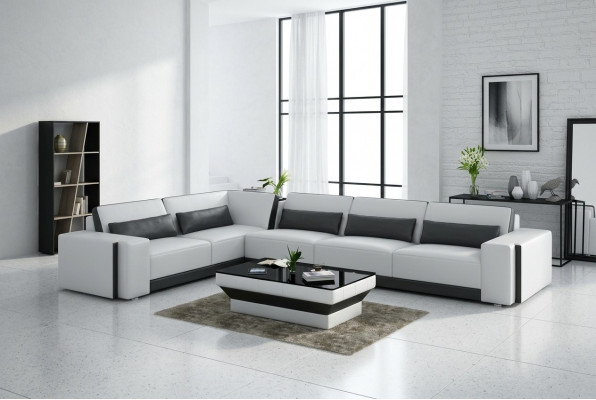 Ledersofa Canapé Wunnlandschaft Eck Modern Ecksotz Design Garnitur Sofa