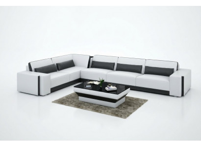 Ledersofa Canapé Wunnlandschaft Eck Modern Ecksotz Design Garnitur Sofa