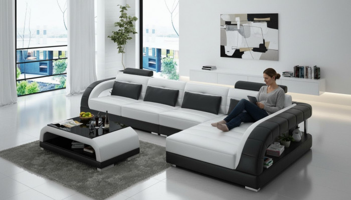 Ledersofa Couch Wunnlandschaft Eck Modern Ecksofa Design Sofa Garnitur