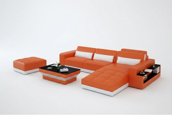 Ledercouch Couch Wunnlandschaft Eckcouch Eck Garnitur Design Modern Sofa G8019E