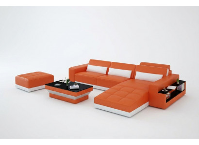 Ledercouch Couch Wunnlandschaft Eckcouch Eck Garnitur Design Modern Sofa G8019E