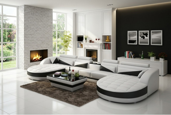 Ledercouch Couch Wunnlantschaft Eckcouch Eck Garnitur Design Modern Couch G8018D