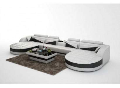 Ledercouch Couch Wunnlantschaft Eckcouch Eck Garnitur Design Modern Couch G8018D
