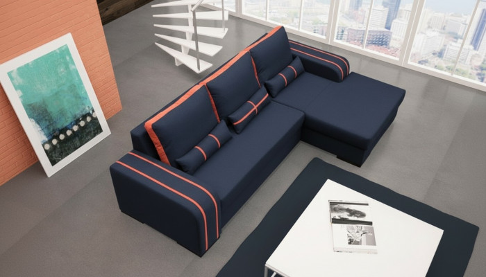 Sofa Bettsofa mat Schloffunktion, Bettkëschte - Ecksofa Couch, NEI am Design