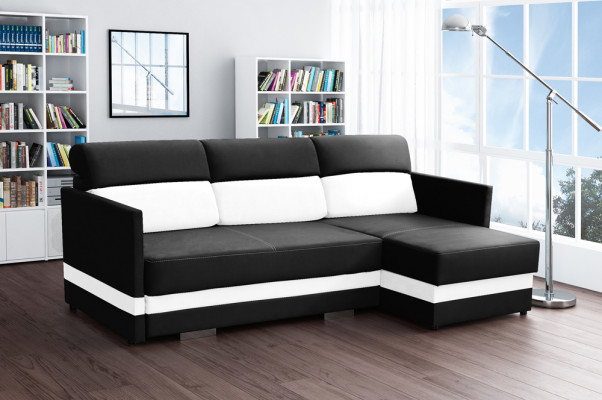 Sofa Schlafsofa Designer Sofa mat Bettfunktioun + Bettkësch Ecksofa Couch NEI