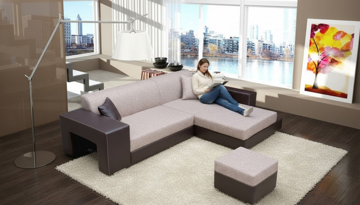Canapé, Schlofcouch, Designer Canapé mat Schloffonktioun + Bettkësch Eckcanapé, Couche, NEI