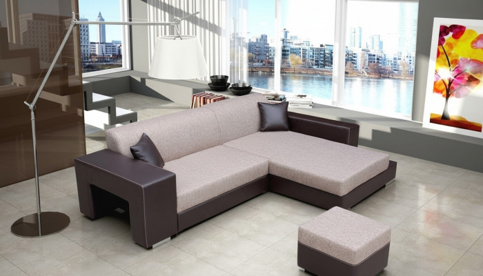 Canapé, Schlofcouch, Designer Canapé mat Schloffonktioun + Bettkësch Eckcanapé, Couche, NEI