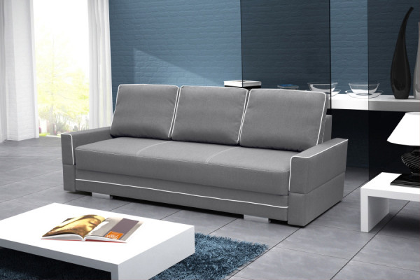 Schlofzofa Klappcouch 3-Sëtz Schloffunzioun + Bettkëschte Couch Sofa Klappsofa