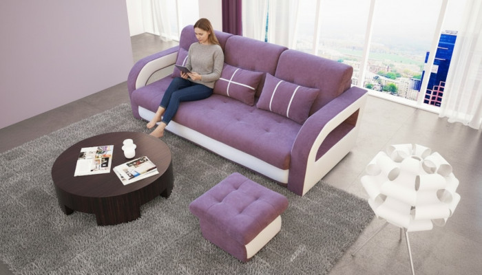 Schlofsofa Klappcouch 3-Sëtzer Schlaffunktioun + Bettkëscht Couch Sofa Klappsofa