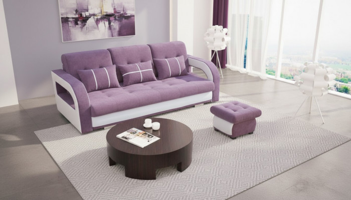 Schlofsofa Klappcouch 3-Sëtzer Schlaffunktioun + Bettkëscht Couch Sofa Klappsofa