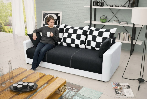 Schlofsofa 3-Sëtzer mat Schloffunktion an Bettkëscht - Komfortabelt Klappsofa