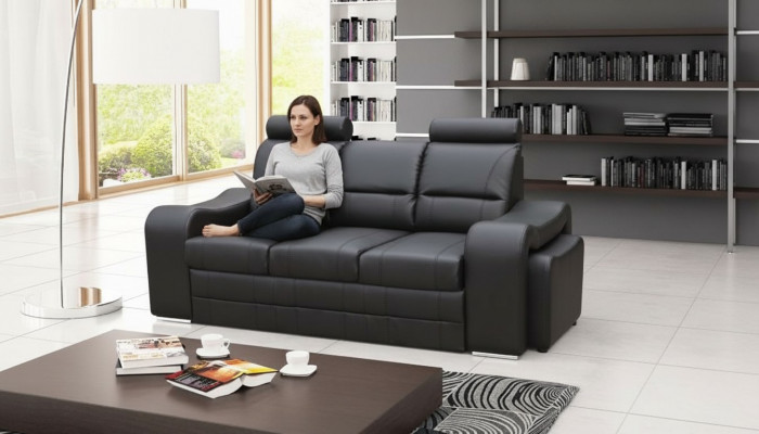 Schlofssofa Klappcouch 3-Sëtzer Schloffonktioun + Bettkëscht Couch Sofa Klappsofa