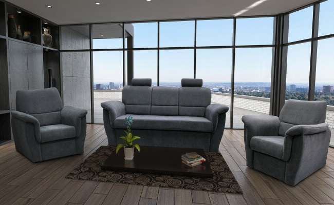 Sofagarnitur 3+1+1 Sëtzer mat Schlofffunktioun a Bettkëscht Polstergarnitur Sofa Couch Nei