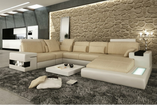 Eckcanapé Canapé Canapé Polster U-Form Wunnlandschaft Design Canapéë XXL Grouss